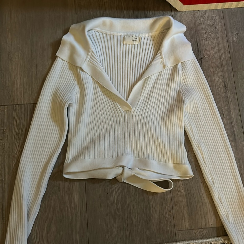 White Collared Long Sleeve with Open Back